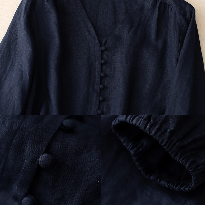 Buddha StonesVネックデザイン レディース長袖シャツ - image 8