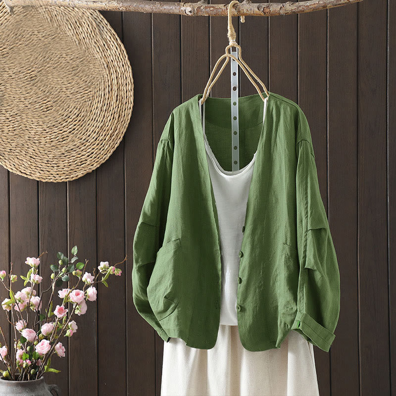 Buddha Stones無地 Vネック レディースジャケット ポケット付き - ミディアムシーグリーン - US14、 UK/AU18、 EU46 (2XL) - image 17