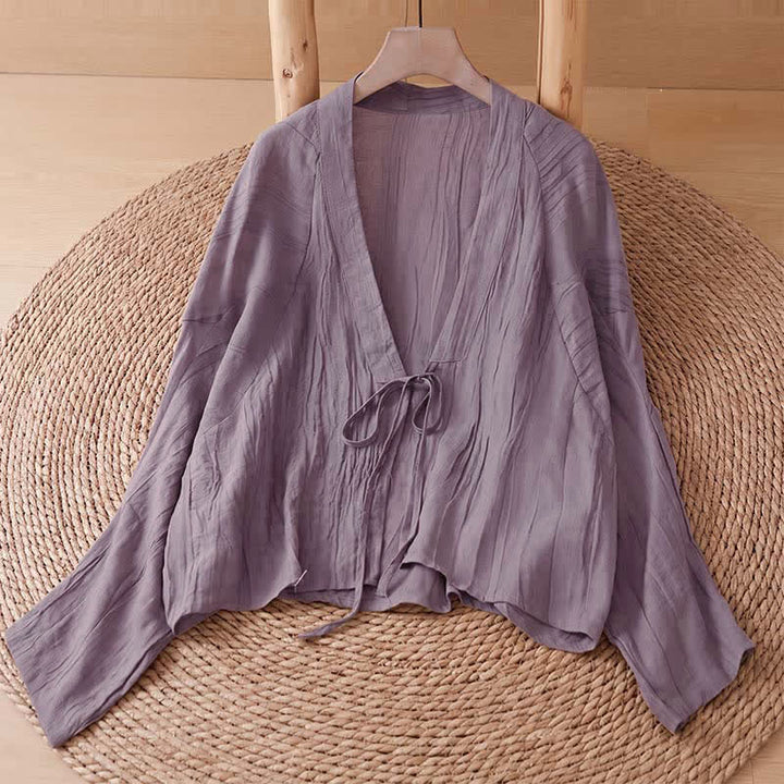 Buddha Stones 夏物カジュアル ボヘミアン風 しわ加工 ドローストリング付き 無地 レディース 着物 - 梅 - US14, UK/AU18, EU46 （2XL） - image 21