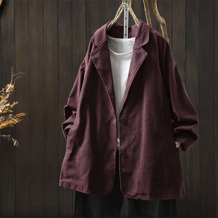 Buddha Stones春秋用 ボタン付き ラペルカラー 長袖 ミドル丈 レディースジャケット ポケット付き - ミディアムバイオレットレッド - US4-8/10、 UK/AU8-12/14、 EU36-40/42 (F) - image 16