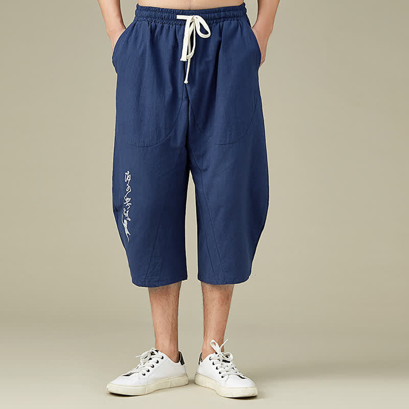 Buddha Stonesカジュアル 無地 レジャー コットン メンズ テーパードパンツ ポケット付き - ダークブルー - US/UK/AU54、 EU64 (9XL) - image 11