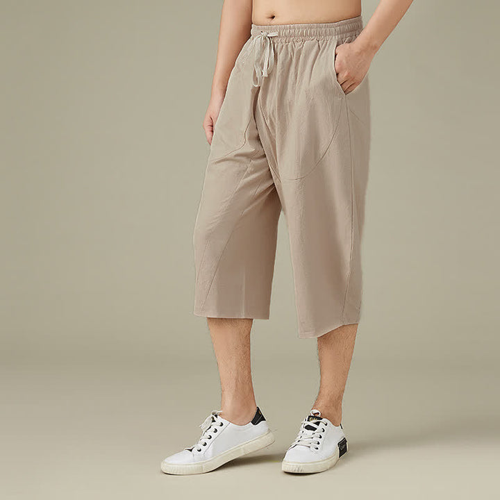 Buddha Stonesカジュアル 無地 レジャー コットン メンズ テーパードパンツ ポケット付き - image 10