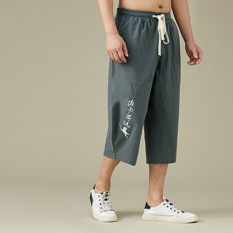 Buddha Stonesカジュアル 無地 レジャー コットン メンズ テーパードパンツ ポケット付き - image 4