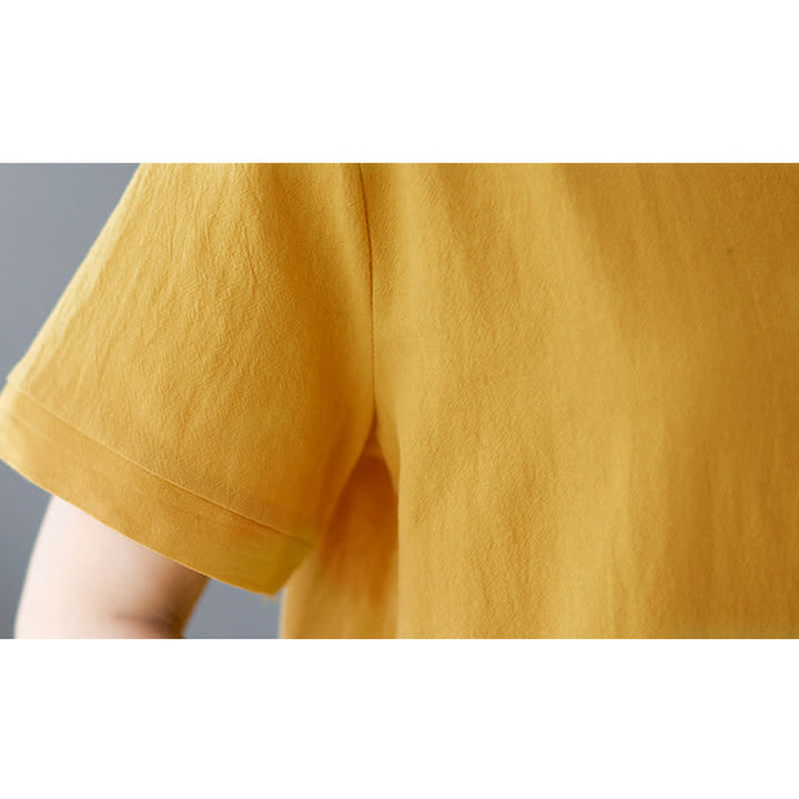 Buddha Stonesサイドスリットデザイン レディース コットンポリエステル クルーネック 半袖Tシャツ ポケット付き - image 10