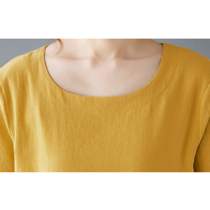 Buddha Stonesサイドスリットデザイン レディース コットンポリエステル クルーネック 半袖Tシャツ ポケット付き - image 8
