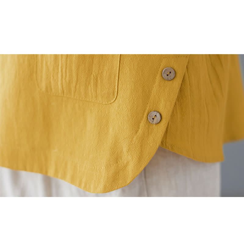 Buddha Stonesサイドスリットデザイン レディース コットンポリエステル クルーネック 半袖Tシャツ ポケット付き - image 12