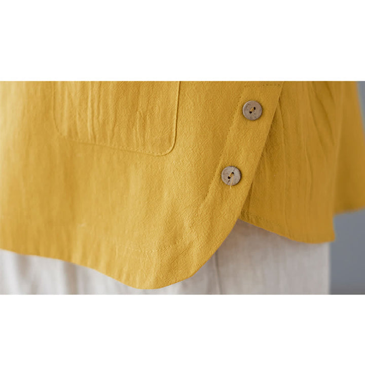 Buddha Stonesサイドスリットデザイン レディース コットンポリエステル クルーネック 半袖Tシャツ ポケット付き - image 12