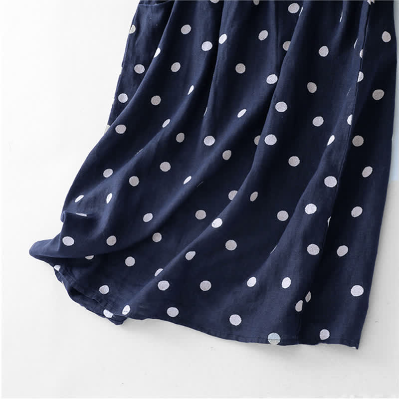 Buddha Stonesポルカドット Vネック レースアップ レディース ミディ丈ワンピース ポケット付き - image 7