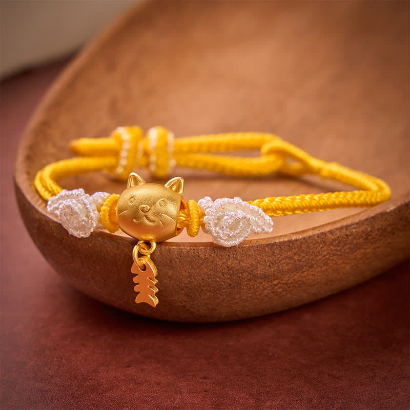 Buddha Stones 銅製のナマズ型イエロー開運財運ブレスレット - image 1