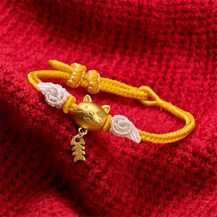 Buddha Stones 銅製のナマズ型イエロー開運財運ブレスレット - image 3