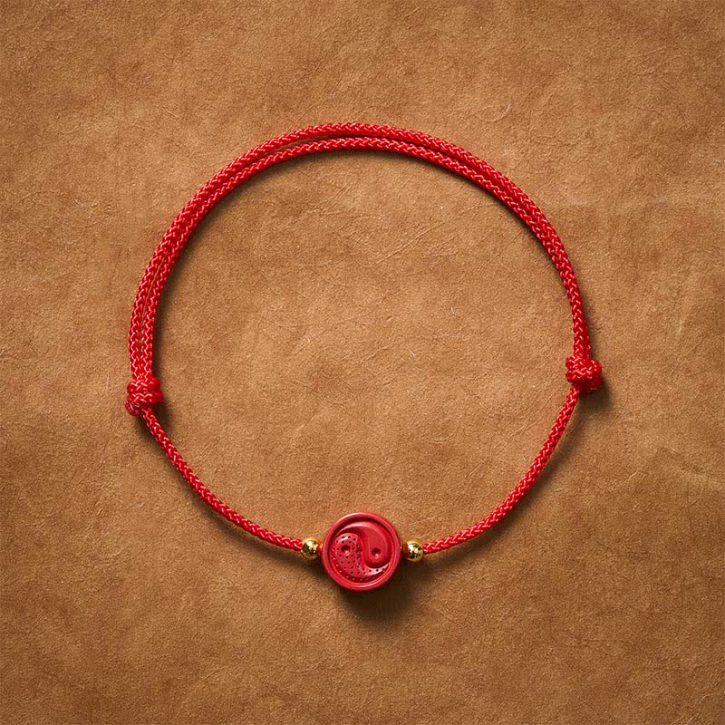 Buddha Stones 陰陽赤紐バランスブレスレット - 5.9～6.7インチ（15～17cm） - image 0