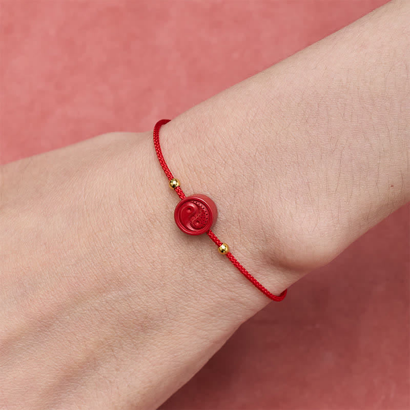 Buddha Stones 陰陽赤紐バランスブレスレット - image 4