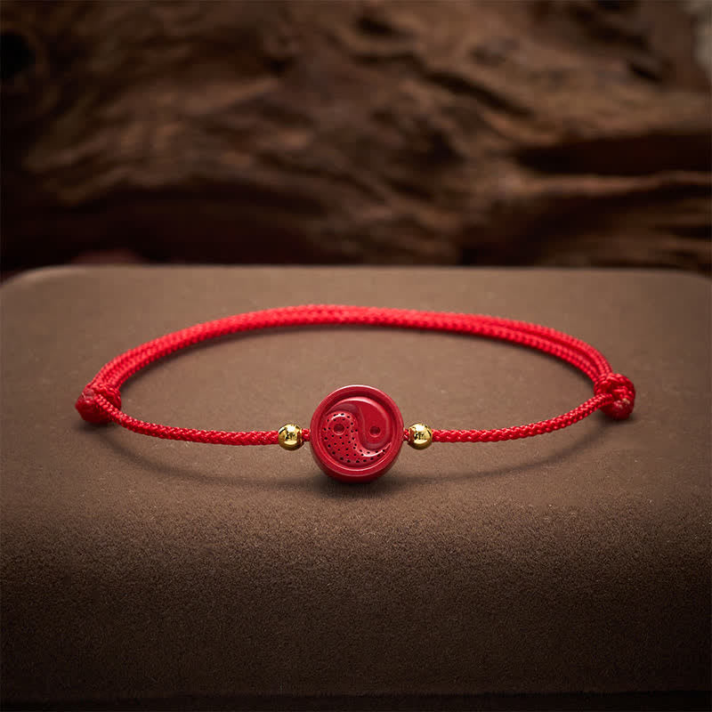 Buddha Stones 陰陽赤紐バランスブレスレット - image 3
