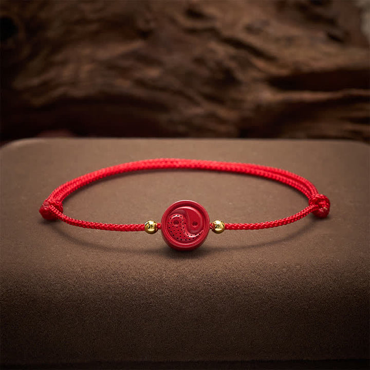 Buddha Stones 陰陽赤紐バランスブレスレット - image 3