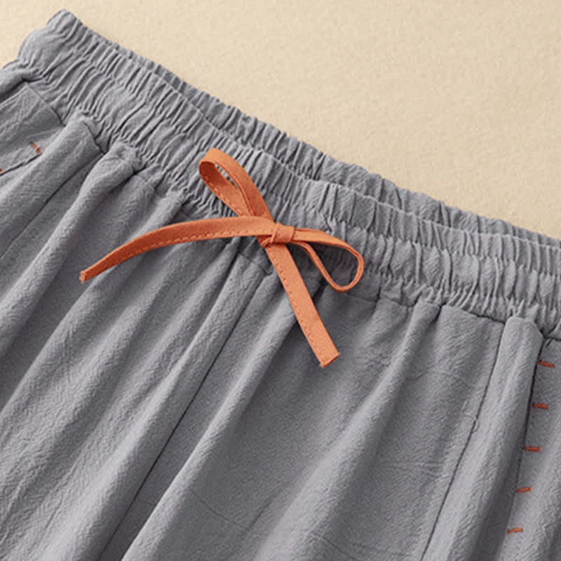 Buddha Stonesカジュアル シンプルデザイン ドローストリング スリット入り レディース ワイドレッグパンツ ポケット付き - image 16