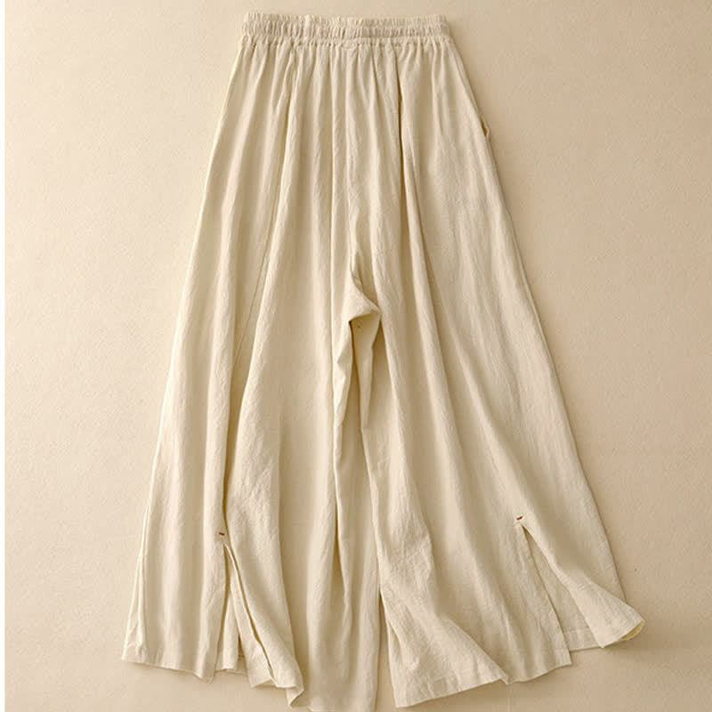 Buddha Stonesカジュアル シンプルデザイン ドローストリング スリット入り レディース ワイドレッグパンツ ポケット付き - image 6