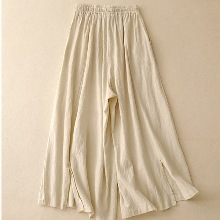 Buddha Stonesカジュアル シンプルデザイン ドローストリング スリット入り レディース ワイドレッグパンツ ポケット付き - image 6