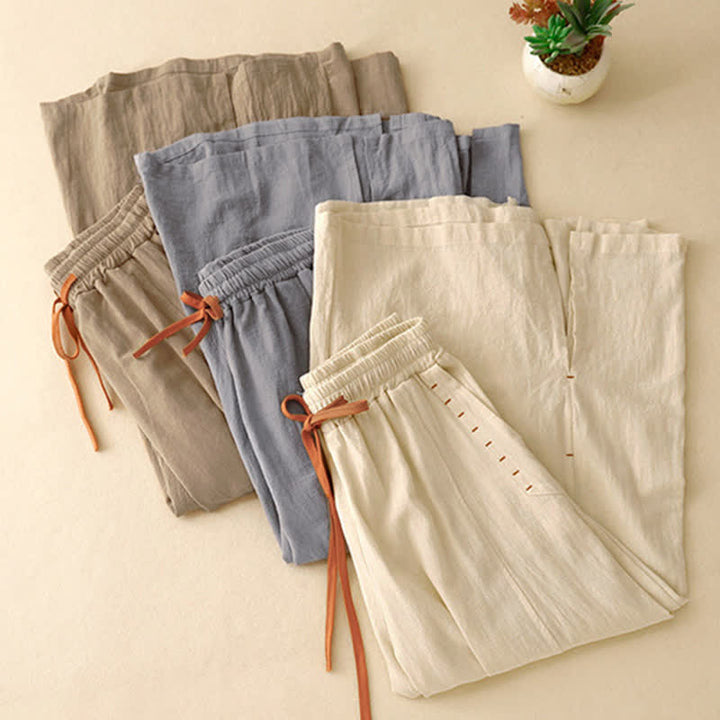 Buddha Stonesカジュアル シンプルデザイン ドローストリング スリット入り レディース ワイドレッグパンツ ポケット付き - image 20
