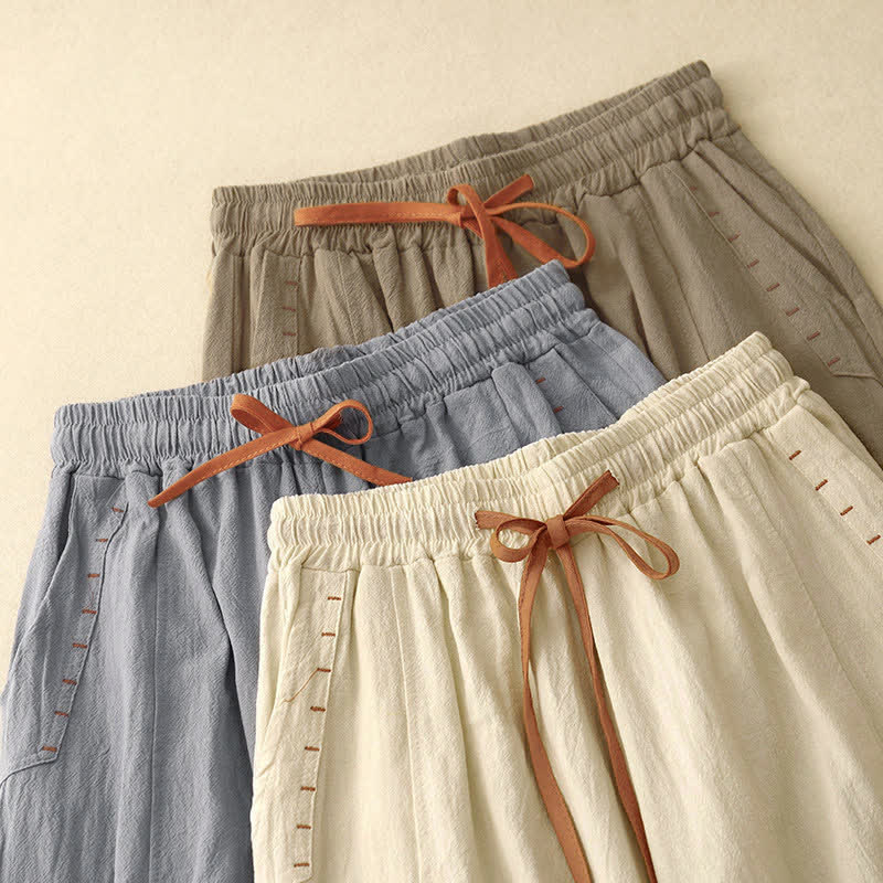 Buddha Stonesカジュアル シンプルデザイン ドローストリング スリット入り レディース ワイドレッグパンツ ポケット付き - image 21