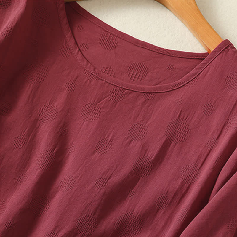 Buddha Stones無地クルーネックデザイン レディース ゆったり半袖Tシャツ - image 16