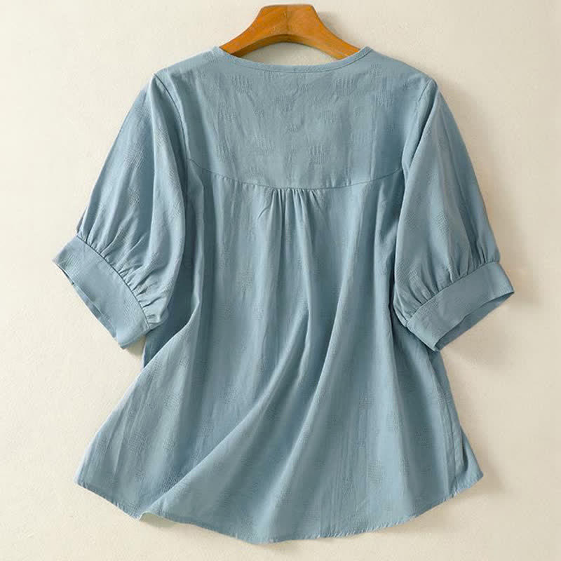 Buddha Stones無地クルーネックデザイン レディース ゆったり半袖Tシャツ - image 1