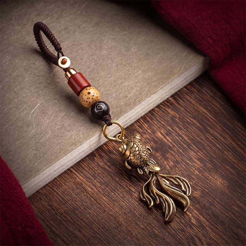 Buddha Stones 真鍮製の鯉のチャーム（富のキーホルダー用） - image 1