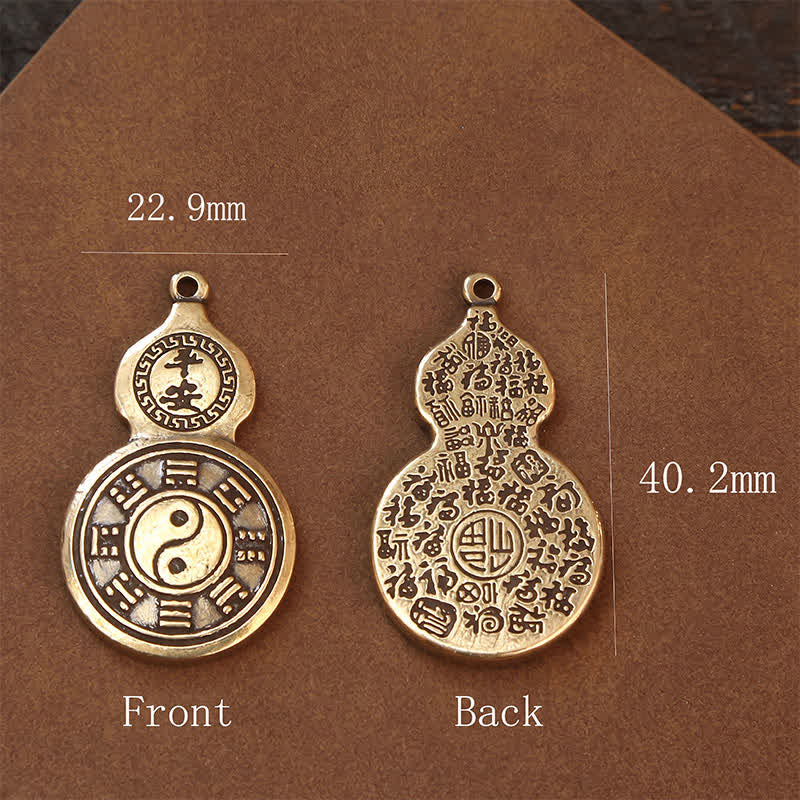 Buddha Stones 真鍮製八卦ひょうたん貔貅五帝銭ペンダント護符キーホルダー - image 16