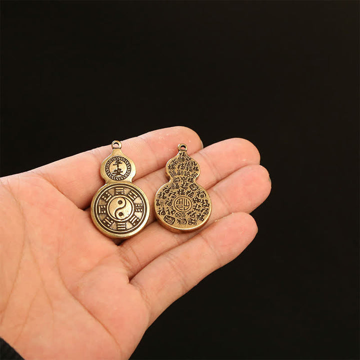 Buddha Stones 真鍮製八卦ひょうたん貔貅五帝銭ペンダント護符キーホルダー - image 15