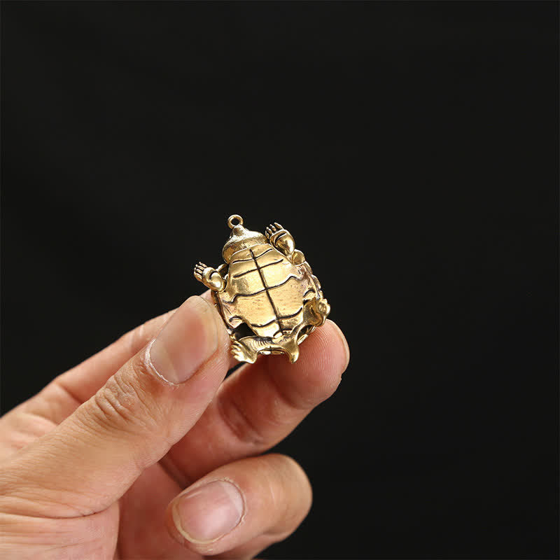 Buddha Stones 関節可動式真鍮製カメ型豊かさのお守りキーホルダー - image 12