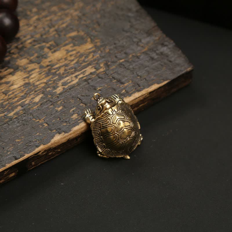Buddha Stones 関節可動式真鍮製カメ型豊かさのお守りキーホルダー - image 2