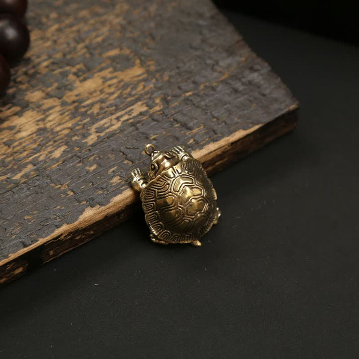Buddha Stones 関節可動式真鍮製カメ型豊かさのお守りキーホルダー - image 2