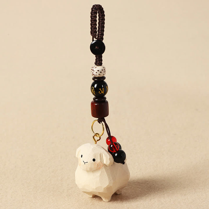 Buddha Stones リンデンウッドの子羊、オーム・マニ・パドメ・フム、プラムの胸をモチーフにした手彫りキーホルダー - image 8