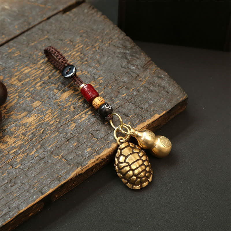 Buddha Stones 真鍮製亀貔貅五帝銭護符キーホルダー - 亀ひょうたん - image 14