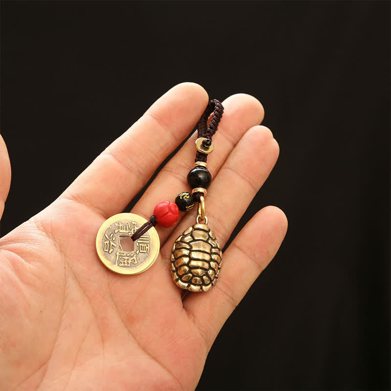 Buddha Stones 真鍮製亀貔貅五帝銭護符キーホルダー - image 17