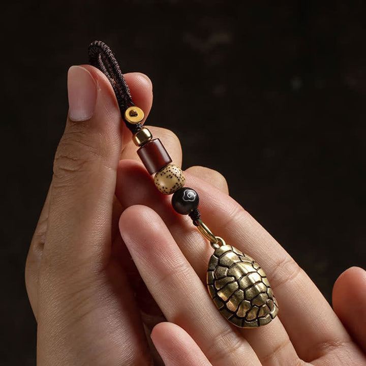 Buddha Stones 真鍮製亀貔貅五帝銭護符キーホルダー - image 2