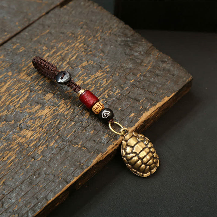 Buddha Stones 真鍮製亀貔貅五帝銭護符キーホルダー - image 1
