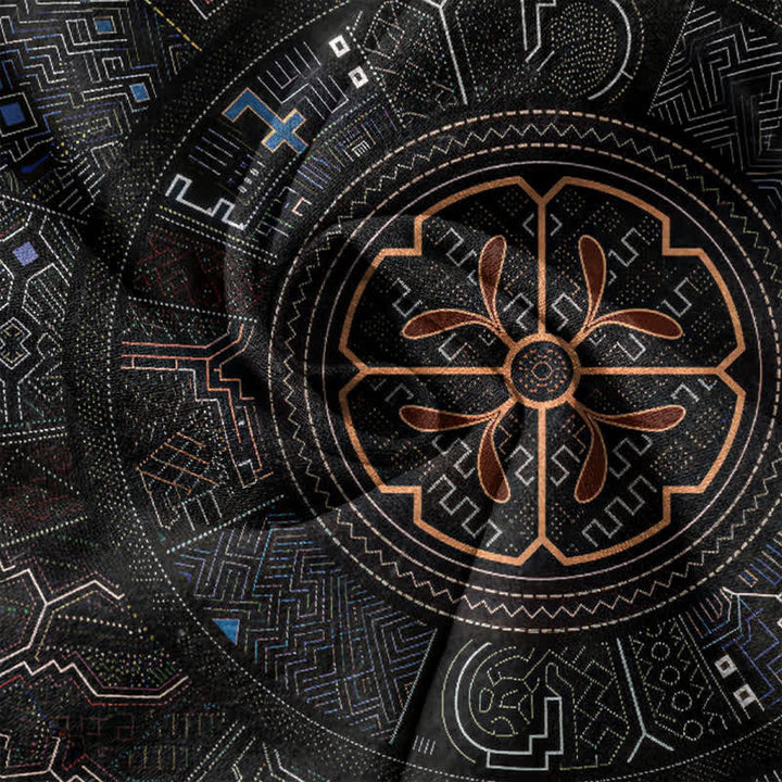 Buddha Stones コットン製トライバルマンダラ柄メンズ半袖ハーフボタンシャツ - image 4