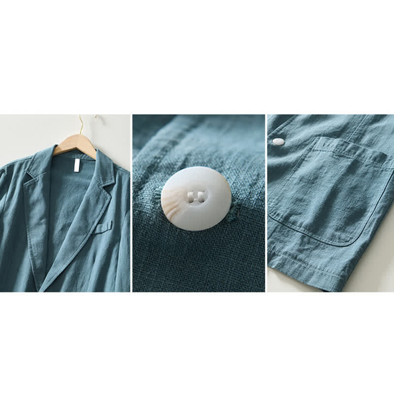 Buddha Stones 春秋カジュアルミニマリストラミーコットンラペル無地メンズジャケット（ポケット付き） - image 21
