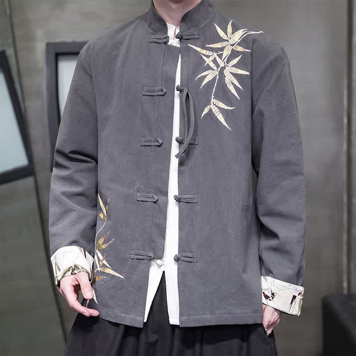 Buddha Stones 秋冬 唐草風 ヴィンテージ カエルボタン 竹綿麻 メンズジャケット - image 2