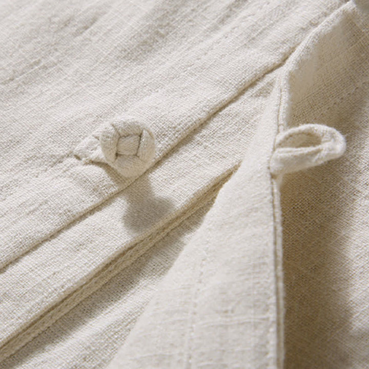 Buddha Stones 春のカジュアルスタイル　唐草風　カエルボタン　無地　メンズ長袖シャツ - image 5
