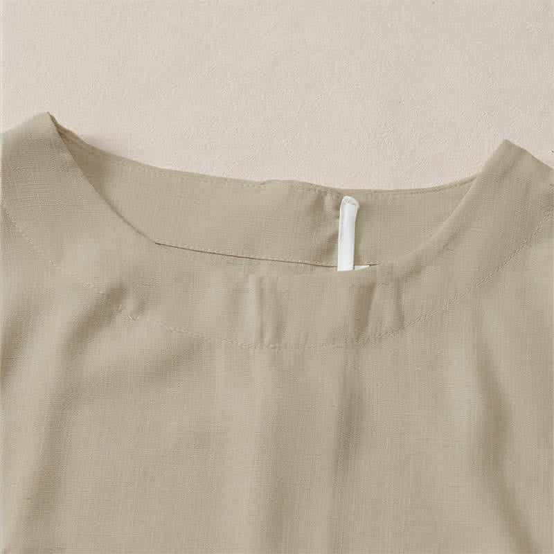 Buddha Stones 夏物カジュアルミニマリストクルーネック無地クロップド丈レディース半袖Tシャツ - image 1