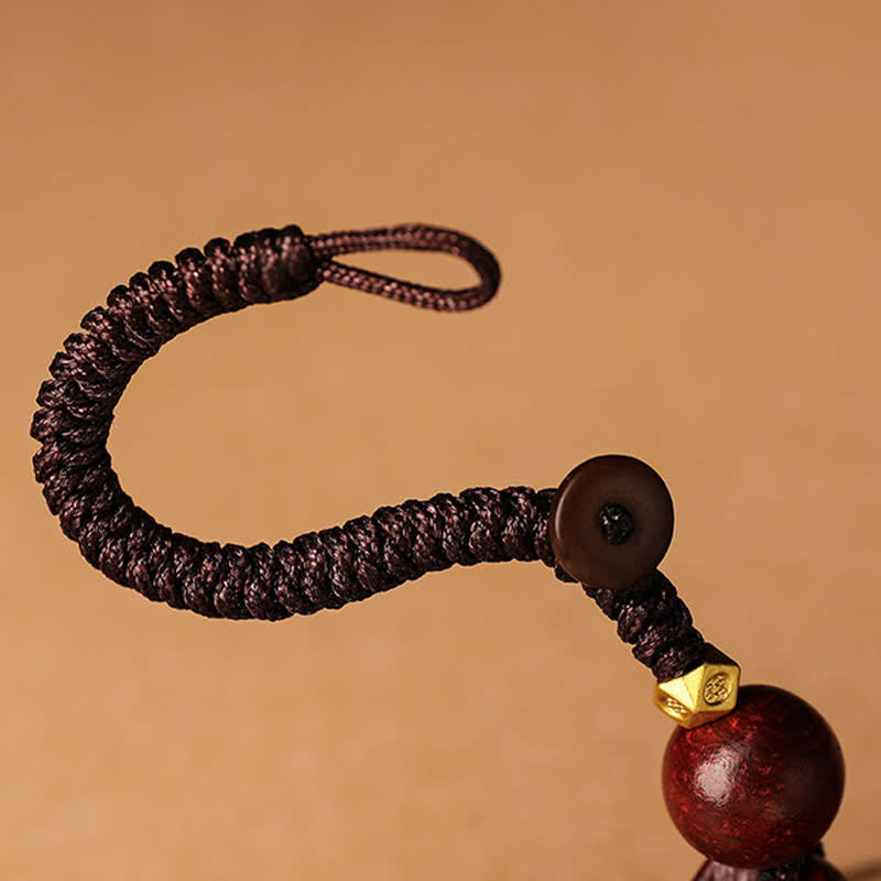 Buddha Stones レッド サンダルウッドオーム・マニ・パドメ・フム元宝知恵のキーホルダー - image 4