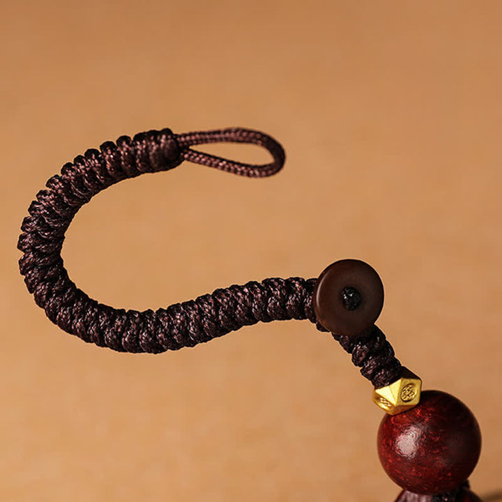Buddha Stones レッド サンダルウッドオーム・マニ・パドメ・フム元宝知恵のキーホルダー - image 4