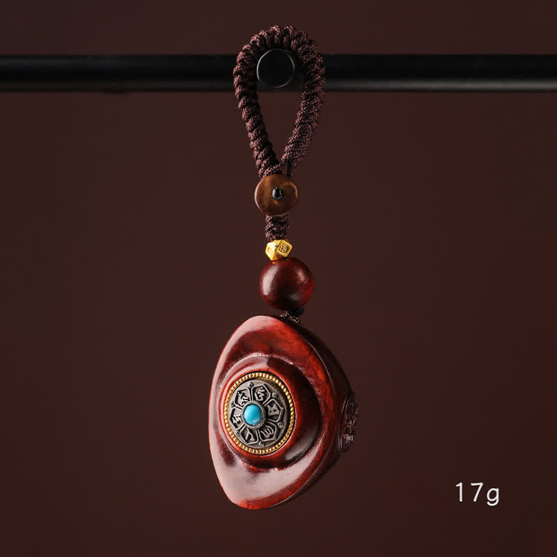 Buddha Stones レッド サンダルウッドオーム・マニ・パドメ・フム元宝知恵のキーホルダー - image 1