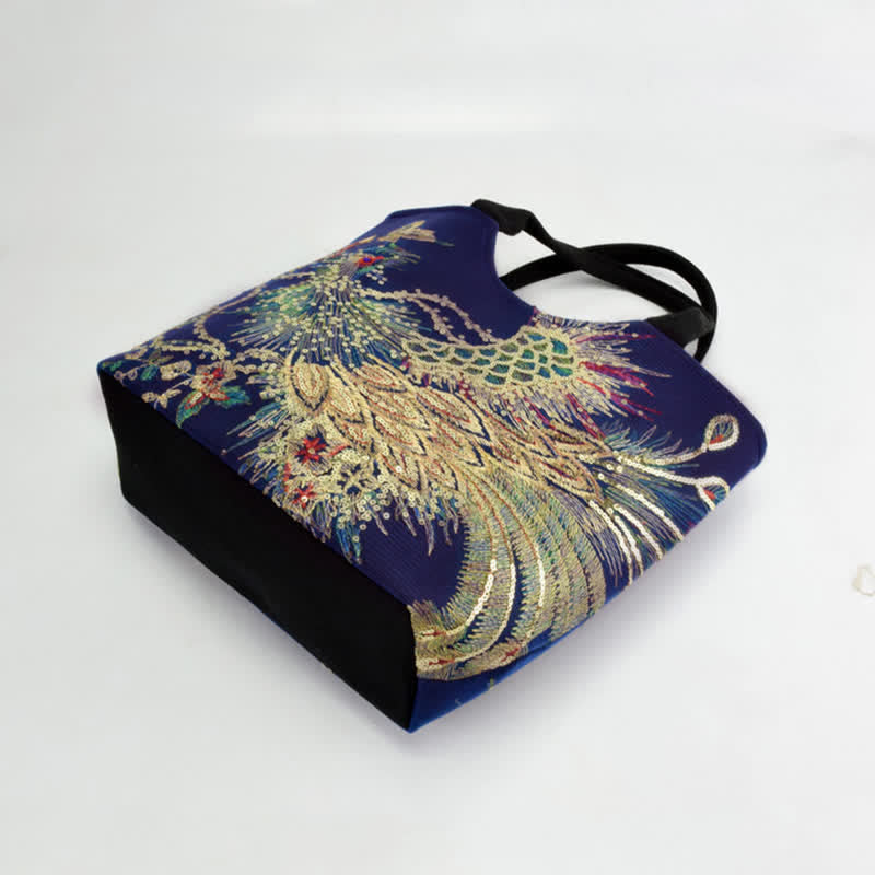 Buddha Stonesと孔雀の両面刺繍トートバッグ、ショルダーバッグ、クロスボディバッグ - image 6