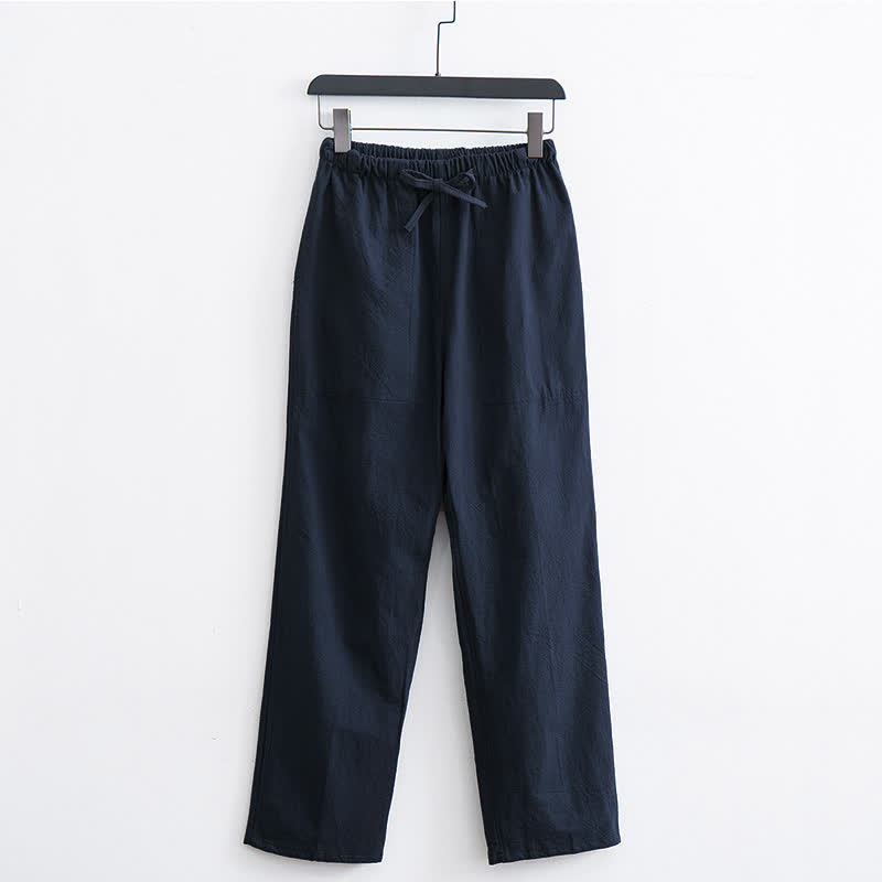 Buddha Stonesメンズ 無地 コットン カジュアル ドローストリングパンツ ポケット付き - ミッドナイトブルー - US/UK/AU44、 EU54 (4XL)  - image 11