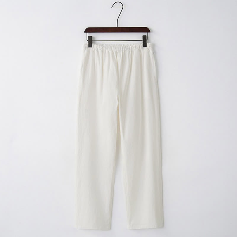 Buddha Stonesメンズ 無地 コットン カジュアル ドローストリングパンツ ポケット付き - 白 - US/UK/AU44、 EU54 (4XL)  - image 8