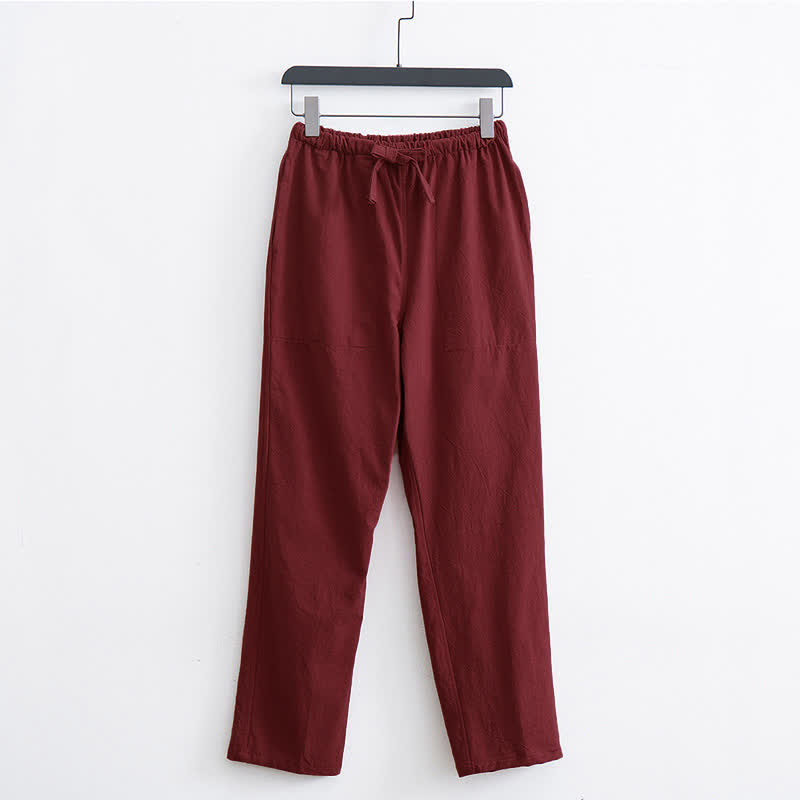 Buddha Stonesメンズ 無地 コットン カジュアル ドローストリングパンツ ポケット付き - クリムゾン - US/UK/AU44、 EU54 (4XL)  - image 9