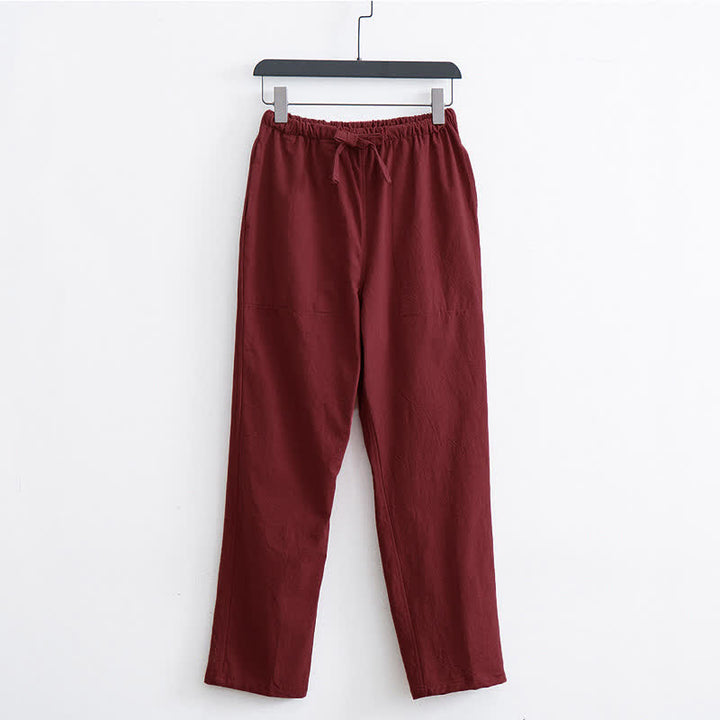 Buddha Stonesメンズ 無地 コットン カジュアル ドローストリングパンツ ポケット付き - クリムゾン - US/UK/AU44、 EU54 (4XL)  - image 9