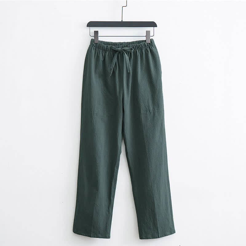 Buddha Stonesメンズ 無地 コットン カジュアル ドローストリングパンツ ポケット付き - ダークグリーン - US/UK/AU44、 EU54 (4XL)  - image 10